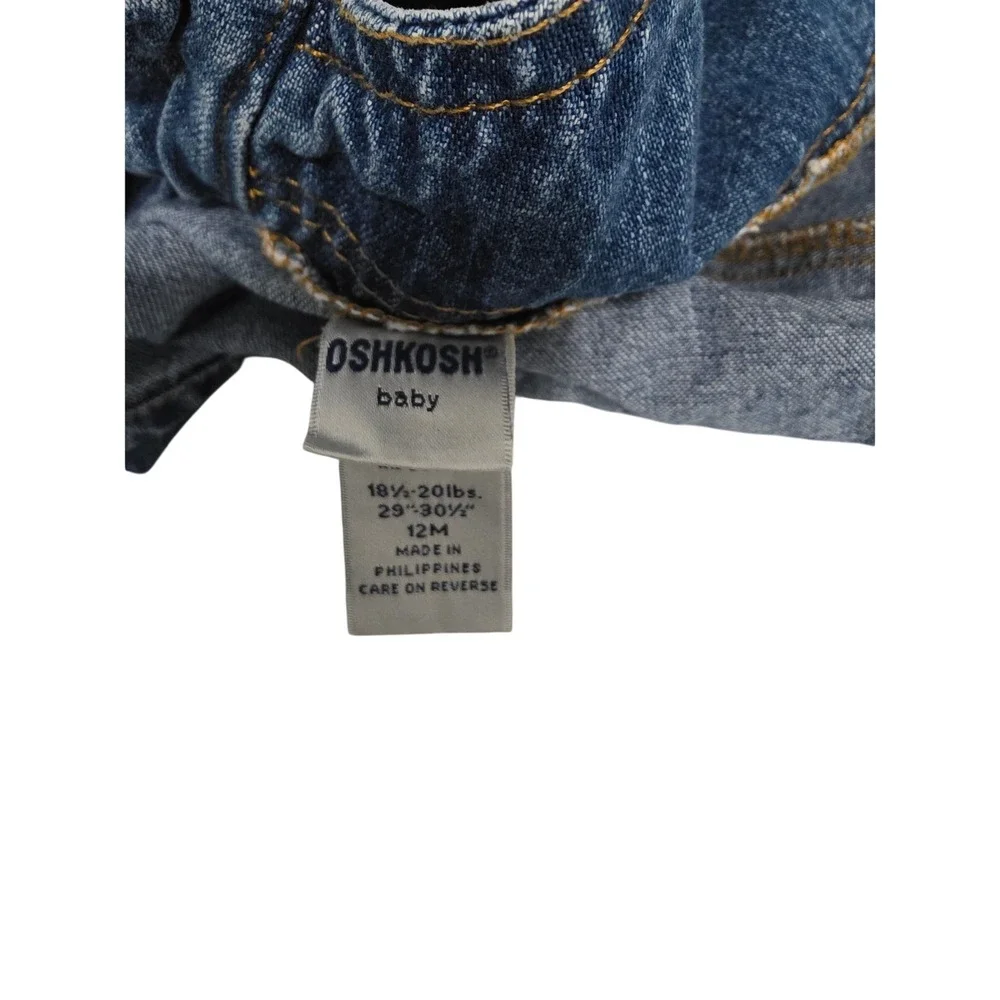 OshKosh Bgosh Baby Girl Blue Denim Overall Jumper Dress 12M Medium Wash 922-0005